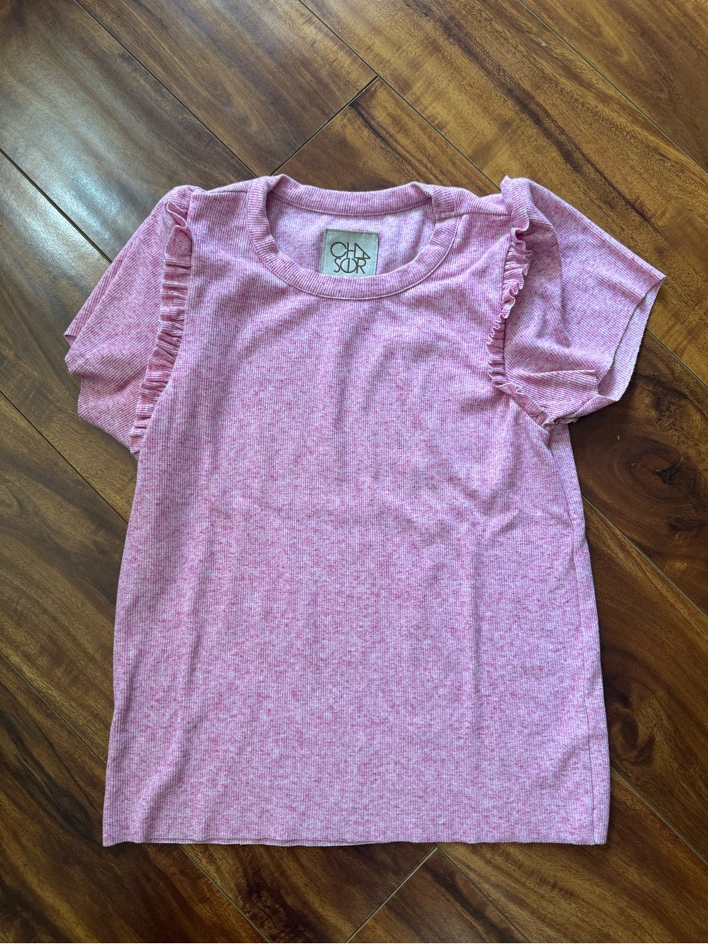 Chaser Pink Ruffle Sleeve Tee